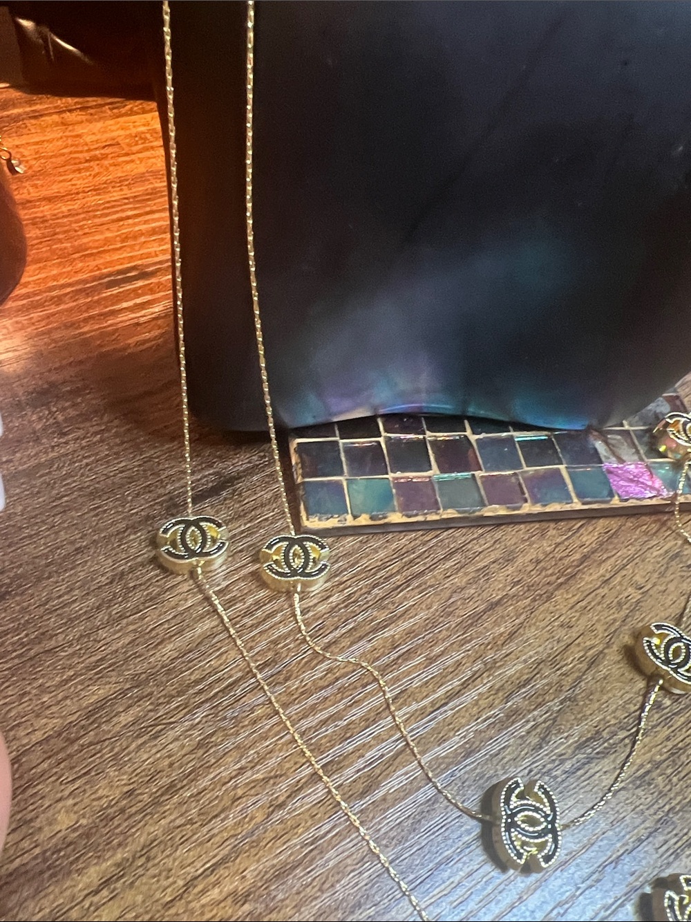 Gold-Tone Multi-Layer Logo Pendant Necklace - Picture 7 of 11